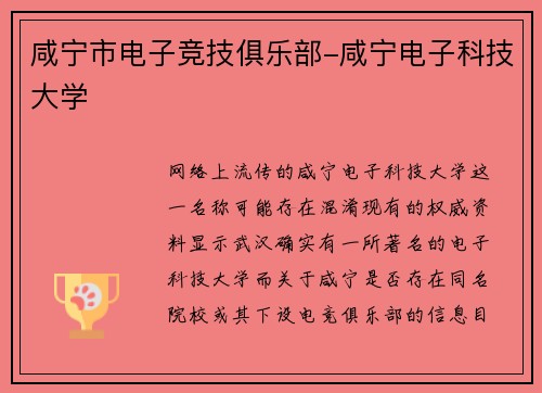 咸宁市电子竞技俱乐部-咸宁电子科技大学